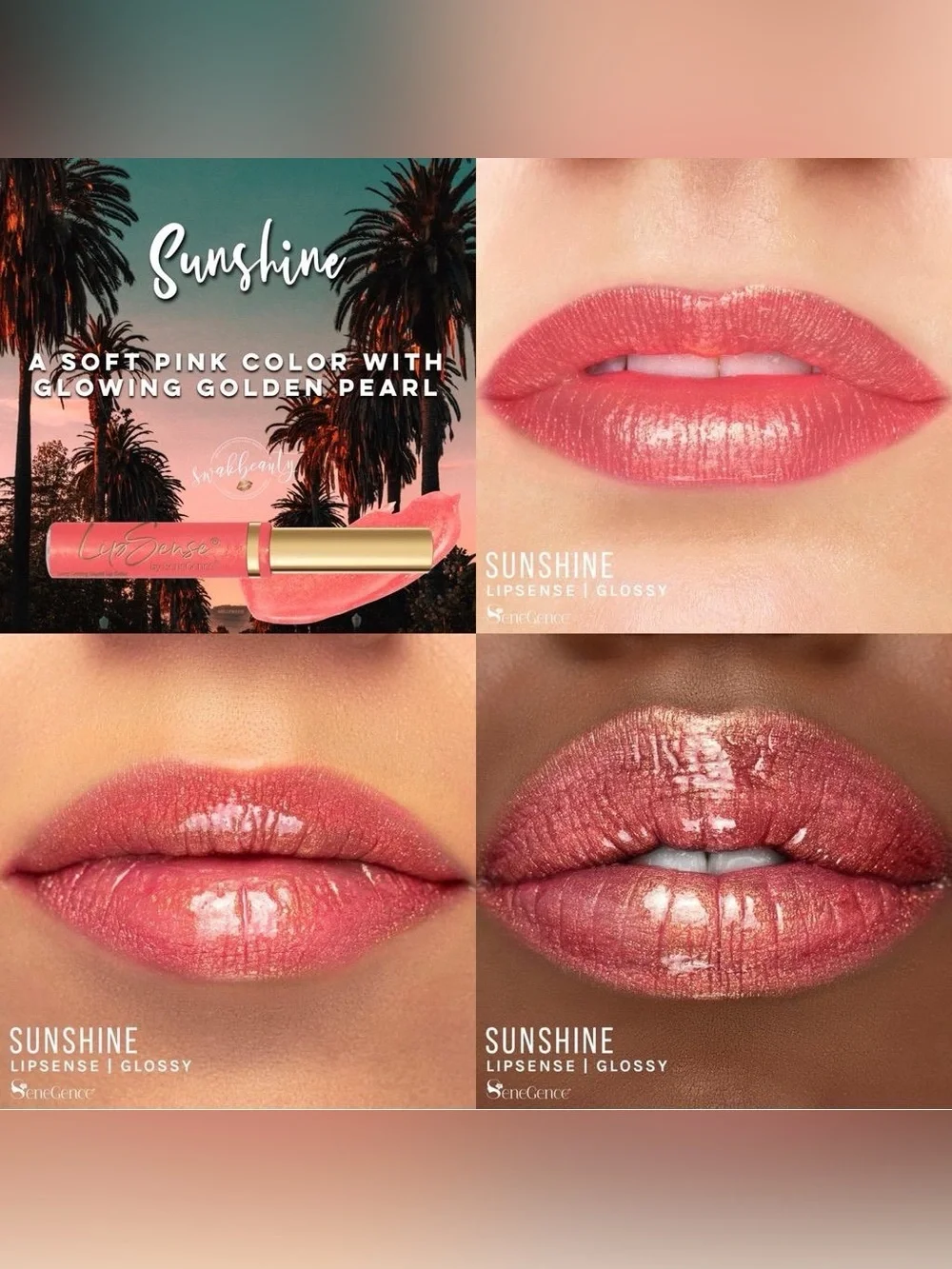 SeneGence Sunshine Glossy Lip Color — Shimmery Pink with Golden Pearl